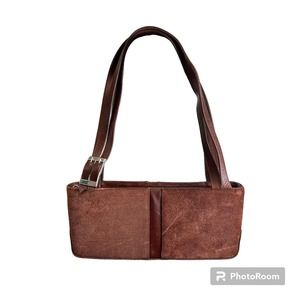 Alexis David Brown Boho Corduroy Suede Handbag Purse Small Y2K Grunge Shoulder B